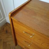 Chest of drawers in oak with compass feet of the 1950s