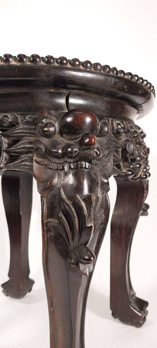 China, 19th century ironwood and marble pedestal coffee table