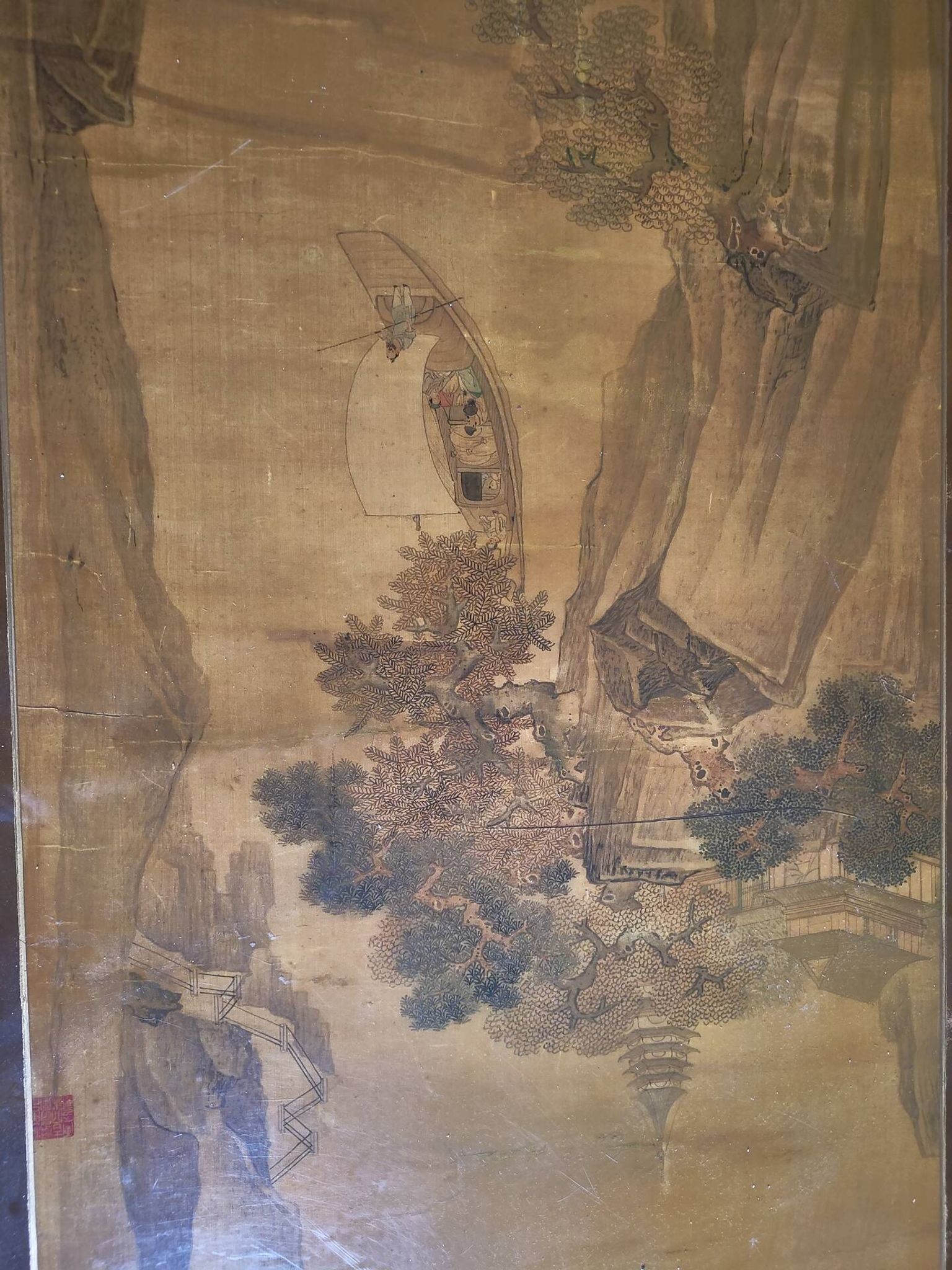 Table basse laquée décor chinois magnifiquement peint
