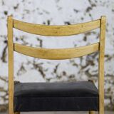 Scandinavian chair in teak and faux leather, 1960.