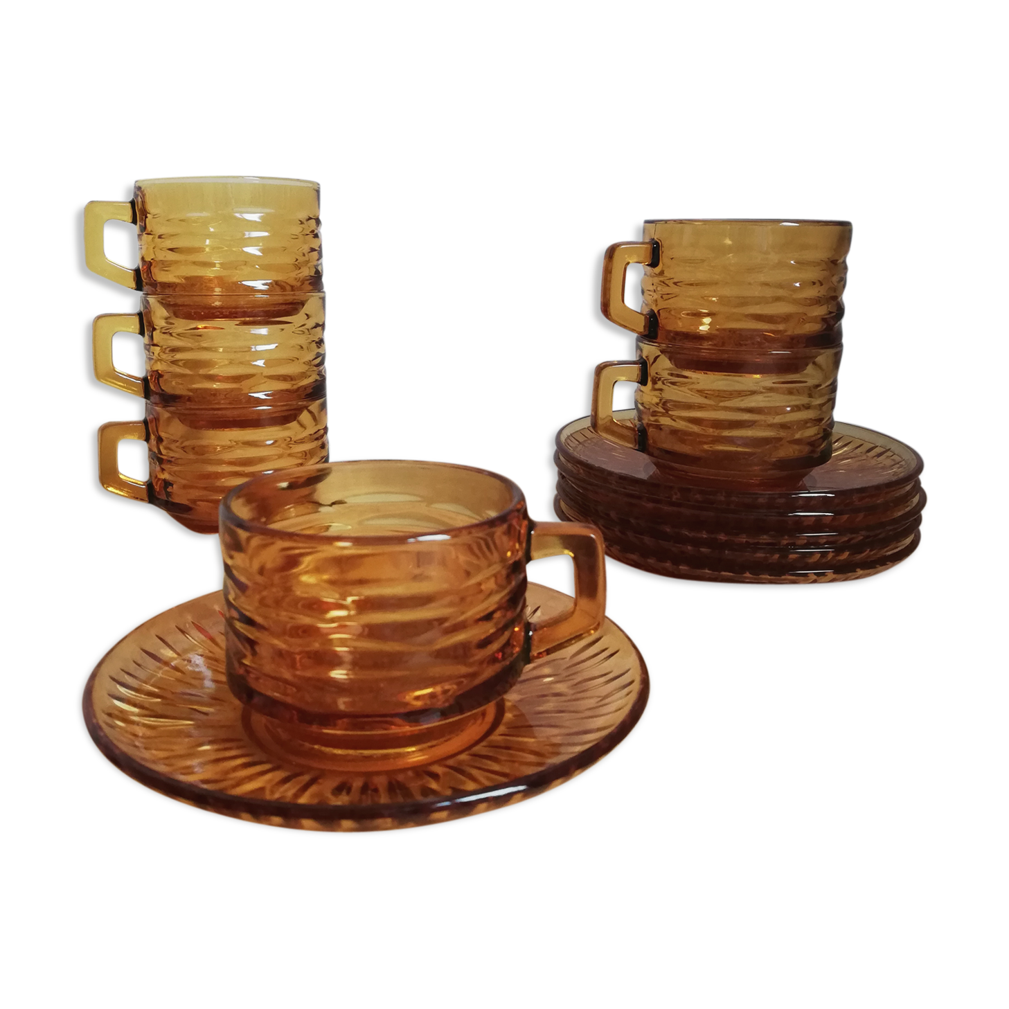4 Tasses à Café Vintage En Verre Fumé Veraco – Style Rétro Charmant