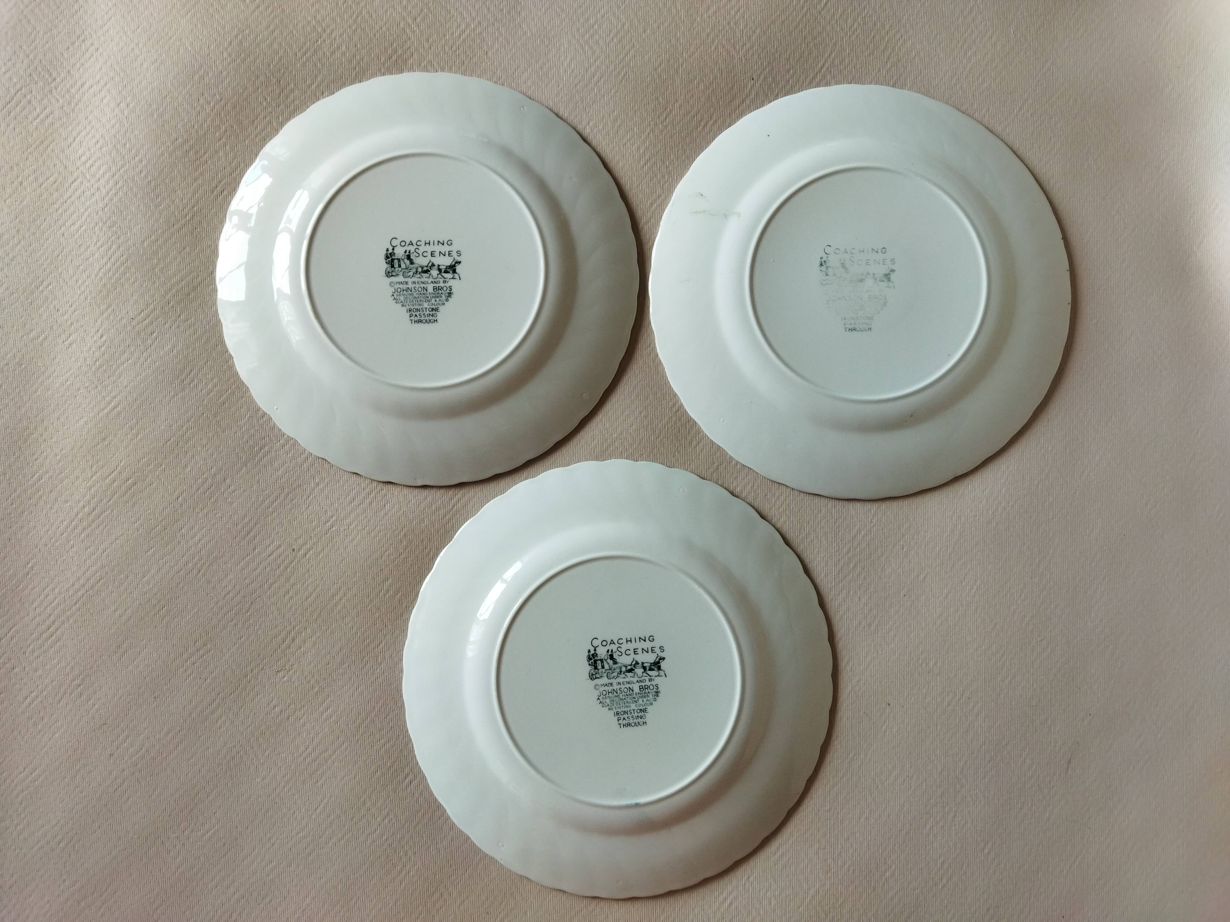 8 Johnson Bros "Coaching Scenes" English dessert plates