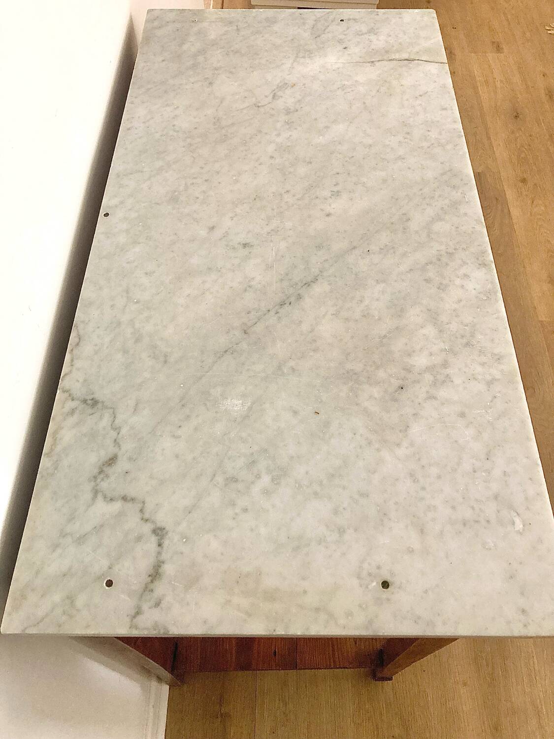 Wooden and marble console table