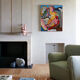 Cubist painting in colored acrylic "Sexual kiss"