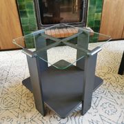 Table basse art déco en bois et verre