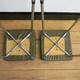Duo of vintage stools in chrome and green skai