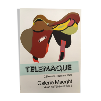 Affiche originale d'exposition de hervé telemaque, galerie maeght, 1979