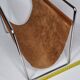 Vintage leather and chrome metal magazine rack, modernist design, 70s