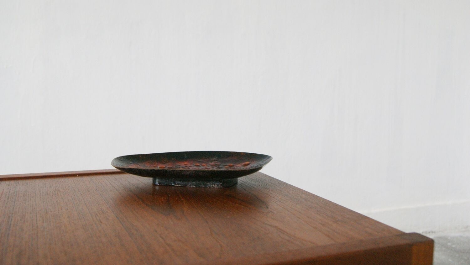 Brass and enamel platter, 1950s