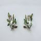 Set of 2 Italian tole painted floral and leaf wall lamp sconces, 1970s