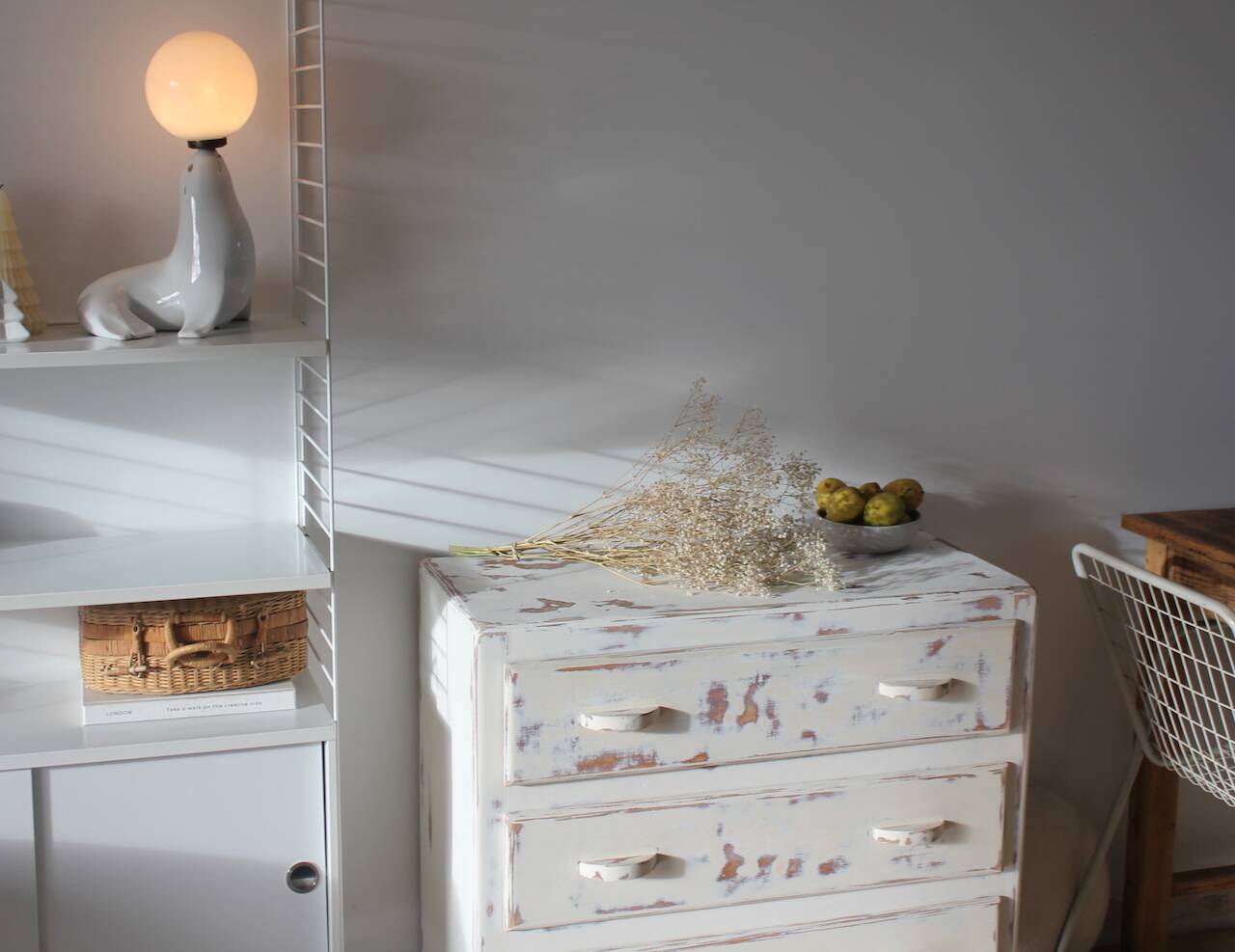 Small patinated art deco chest of drawers