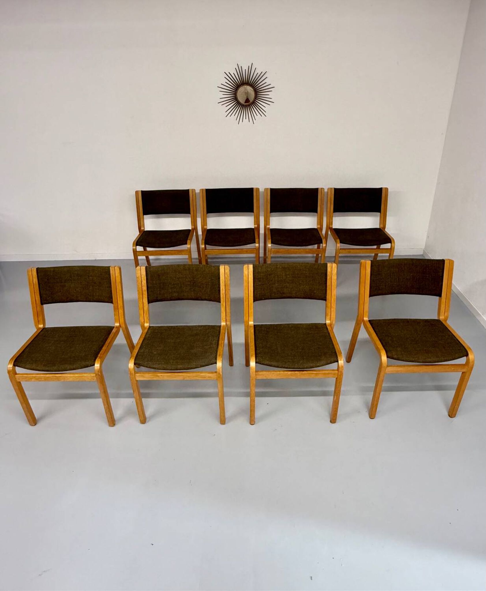 Set of 8 Thygesen and Sorensen / Magnus Olesen designer chairs from the 70s
