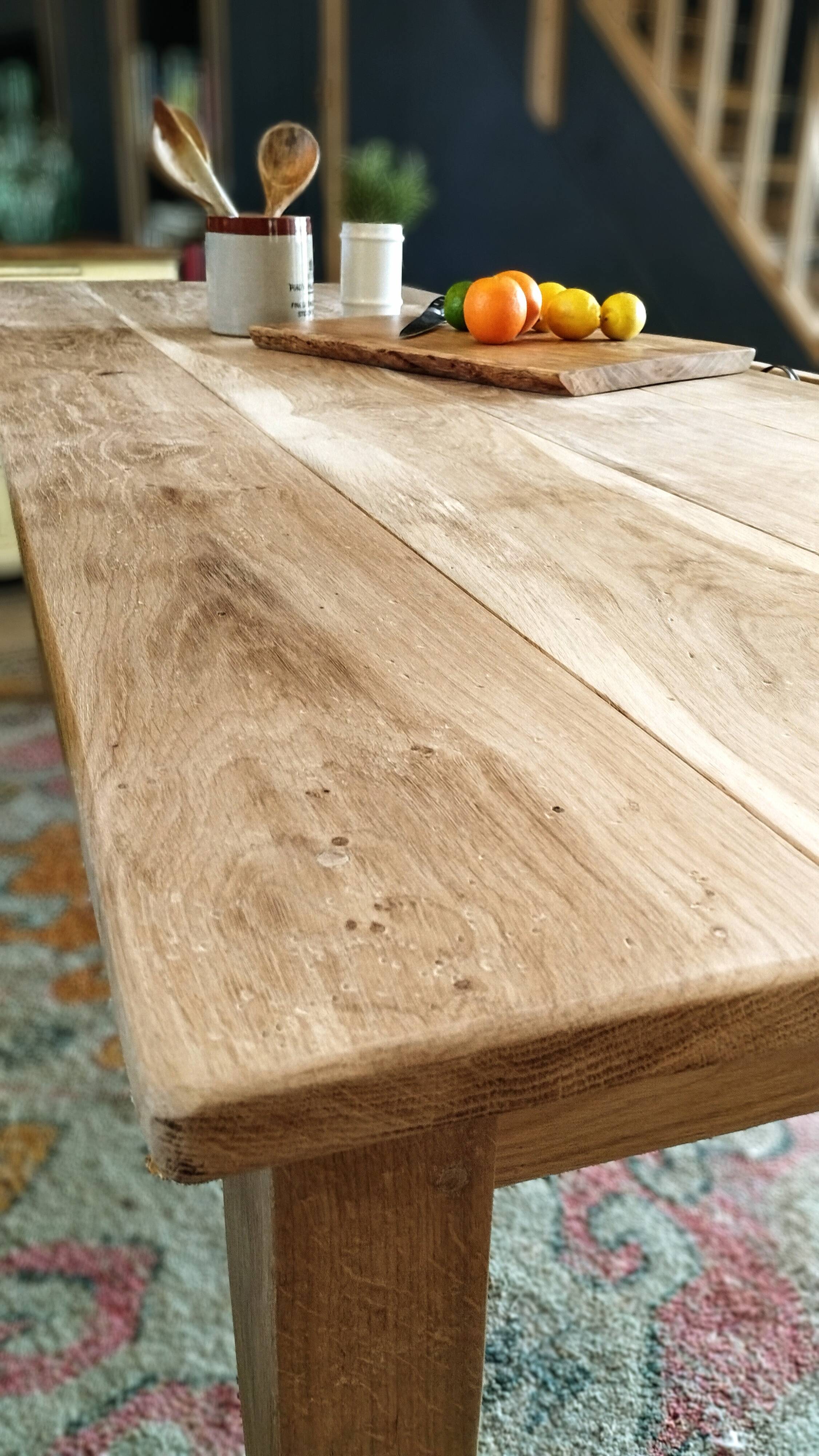 Solid oak farmhouse table 220 X 80 cm