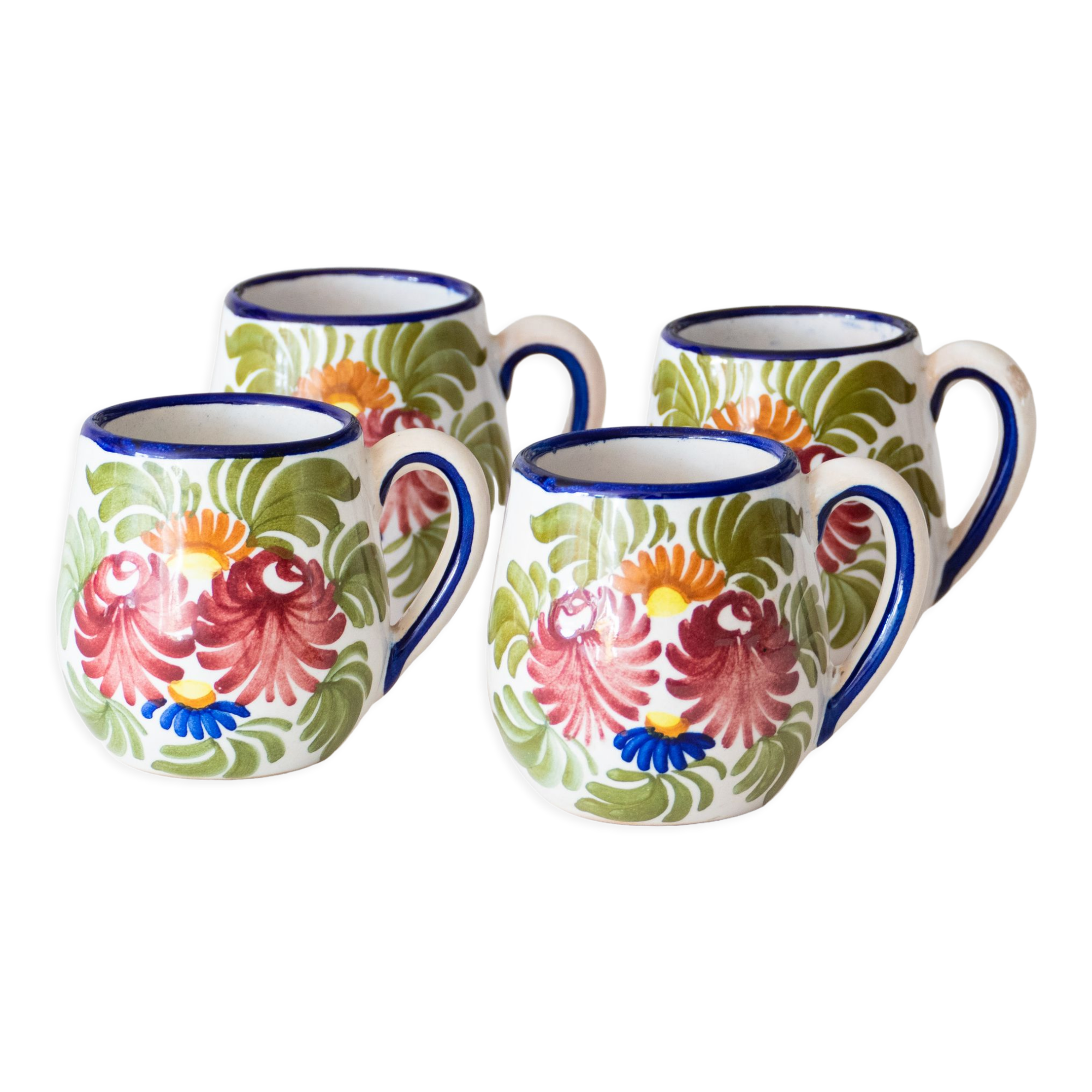 4 hand-painted handcrafted mugs