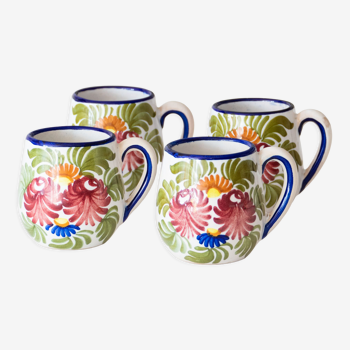 4 mugs artisanales peintes à la main