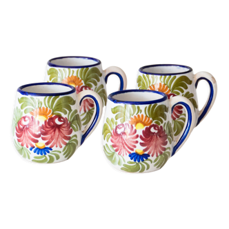 4 hand-painted handcrafted mugs