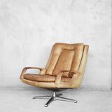 Swivel Leather Chairs by Carl Straub, 1950s, Set of 2