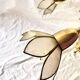 Vintage chandelier in gold metal and mother-of-pearl petals - 5 branches