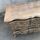 Antique crossbow commode in Louis XV style, walnut, with 3 drawers and gilded bronze fittings.