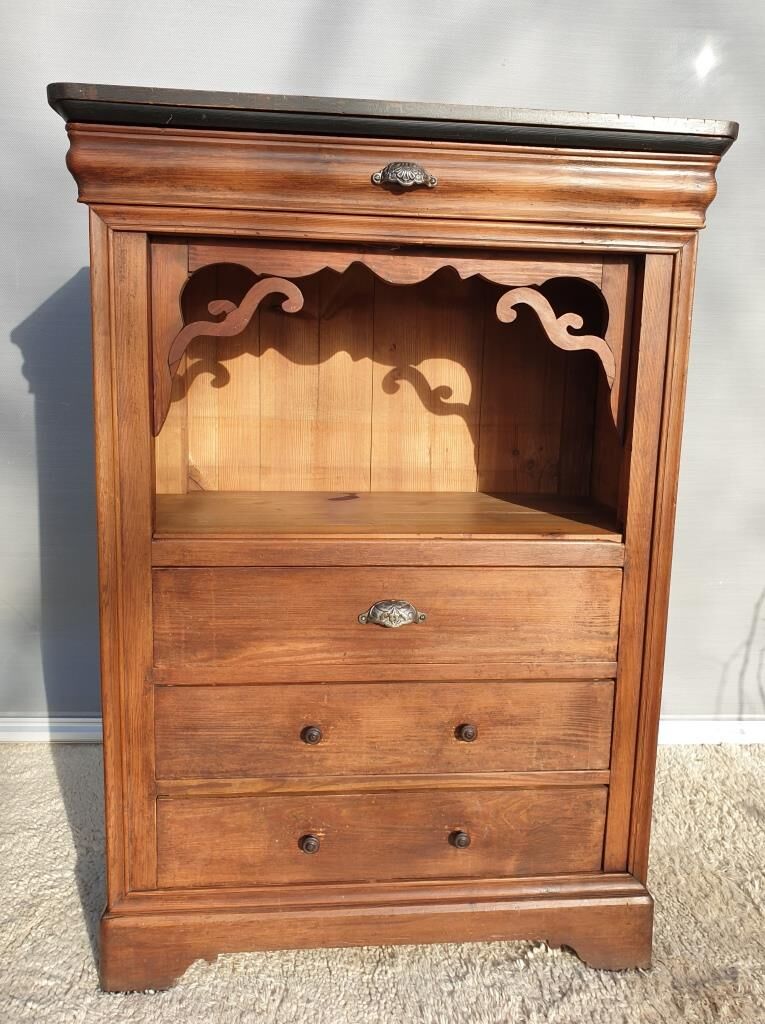 High chest of drawers furniture XIXth with niche