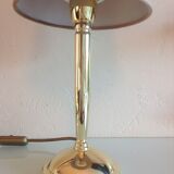 Golden metal lamp and lampshade fishing skin / vintage 70s-80s