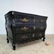 Beautiful curved tomb commode from the Louis XV period, black lacquered.