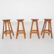 Tabourets de bar scandinaves modernes en pin des années 1970