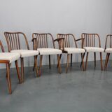1960s Antonin Suman Set of Six Beech Dining Chairs, Restored