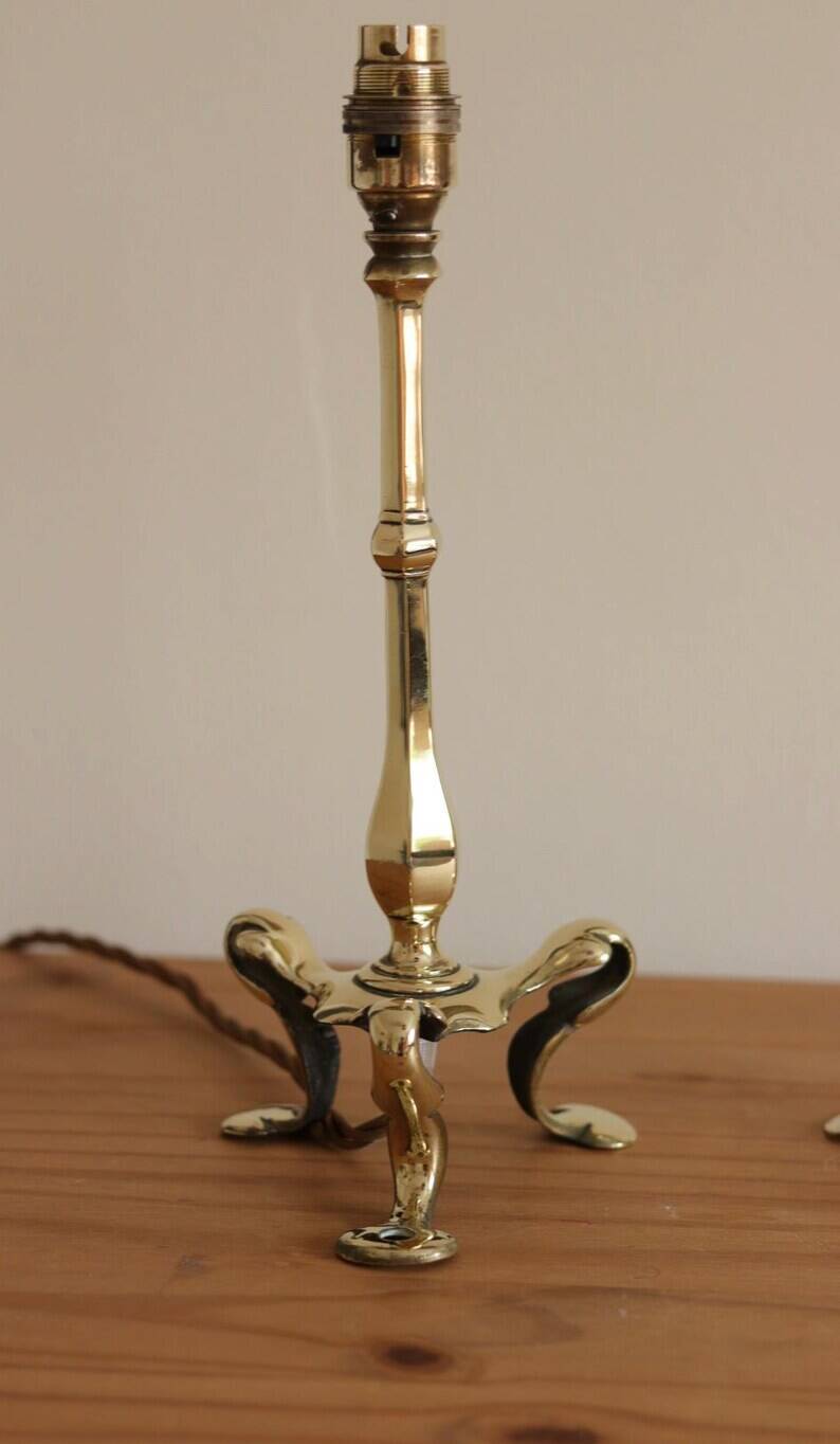 Pair Of Victorian Antique Brass Pullman Railway Carriage Table Lamps