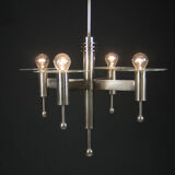 Art Deco or Bauhaus Nickel-plated 4-flamming chandelier, 1920s