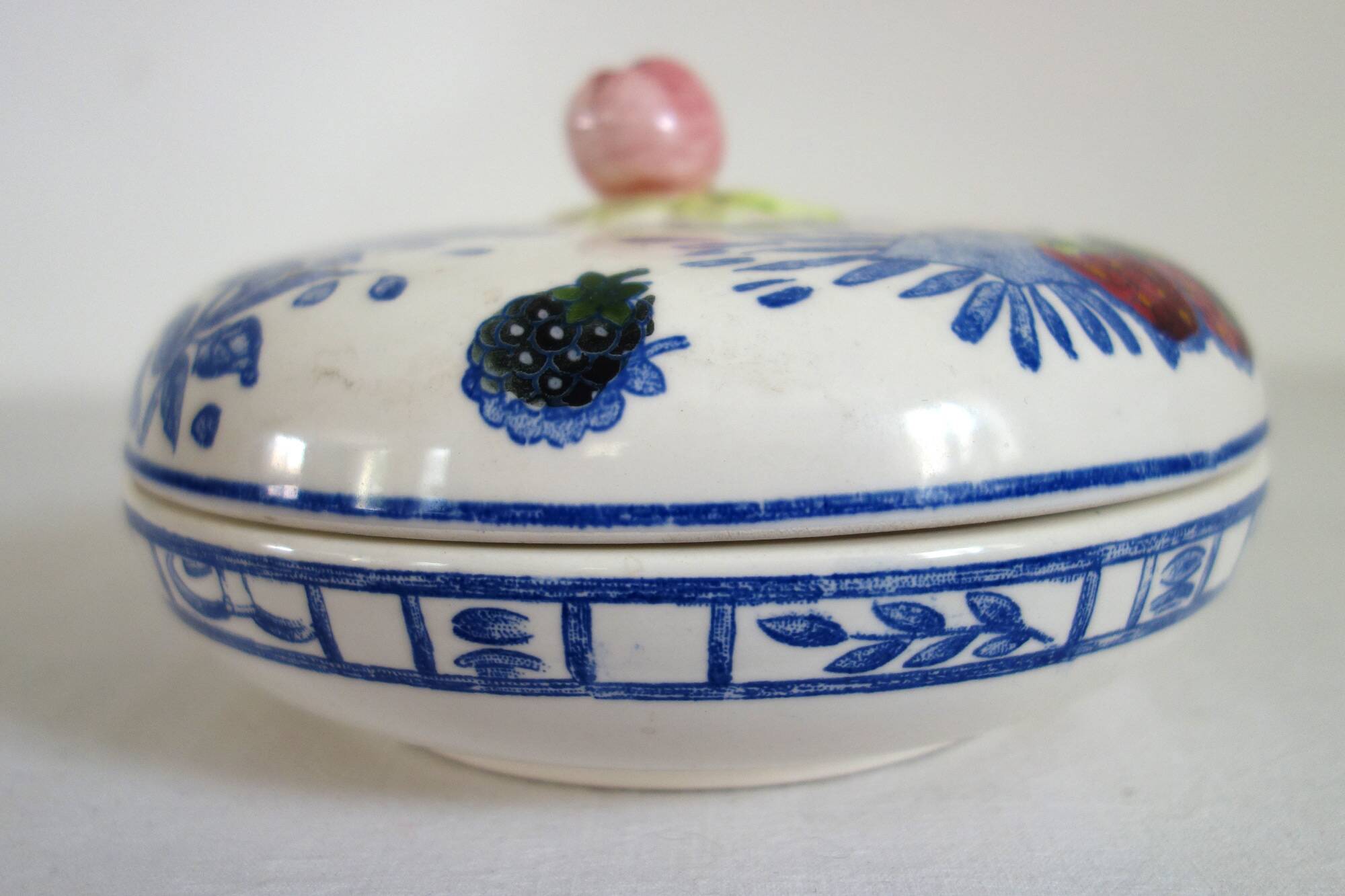 Gien earthenware candy box, vintage Blue Bird model