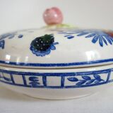 Gien earthenware candy box, vintage Blue Bird model