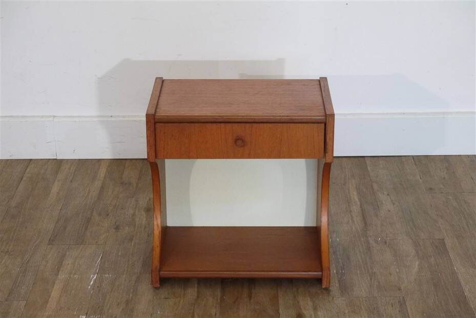 Modernist bedside table in teak