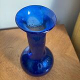 Vase verre soufflé bleu