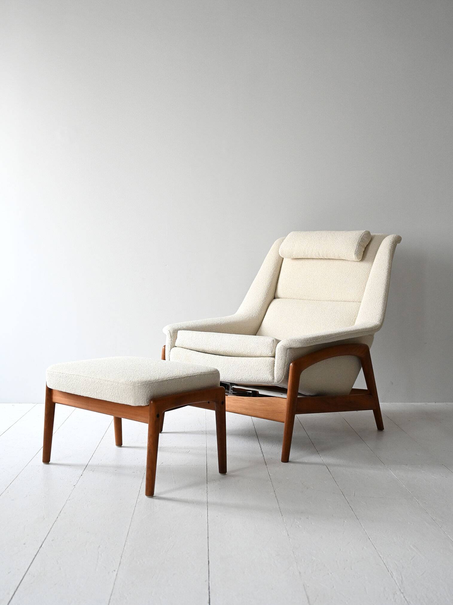 1950s/60s Scandinavian teak lounge chair with ottoman