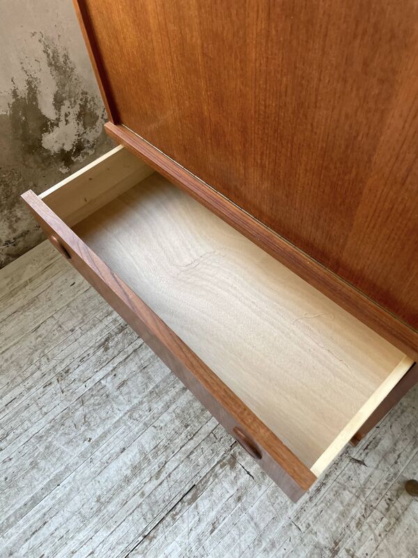 Meuble secrétaire moderniste en teck, années 50