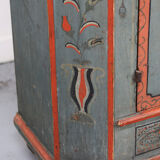 Rustic Farmhouse Folk Art Painted Bridal Cabinet dated 1806