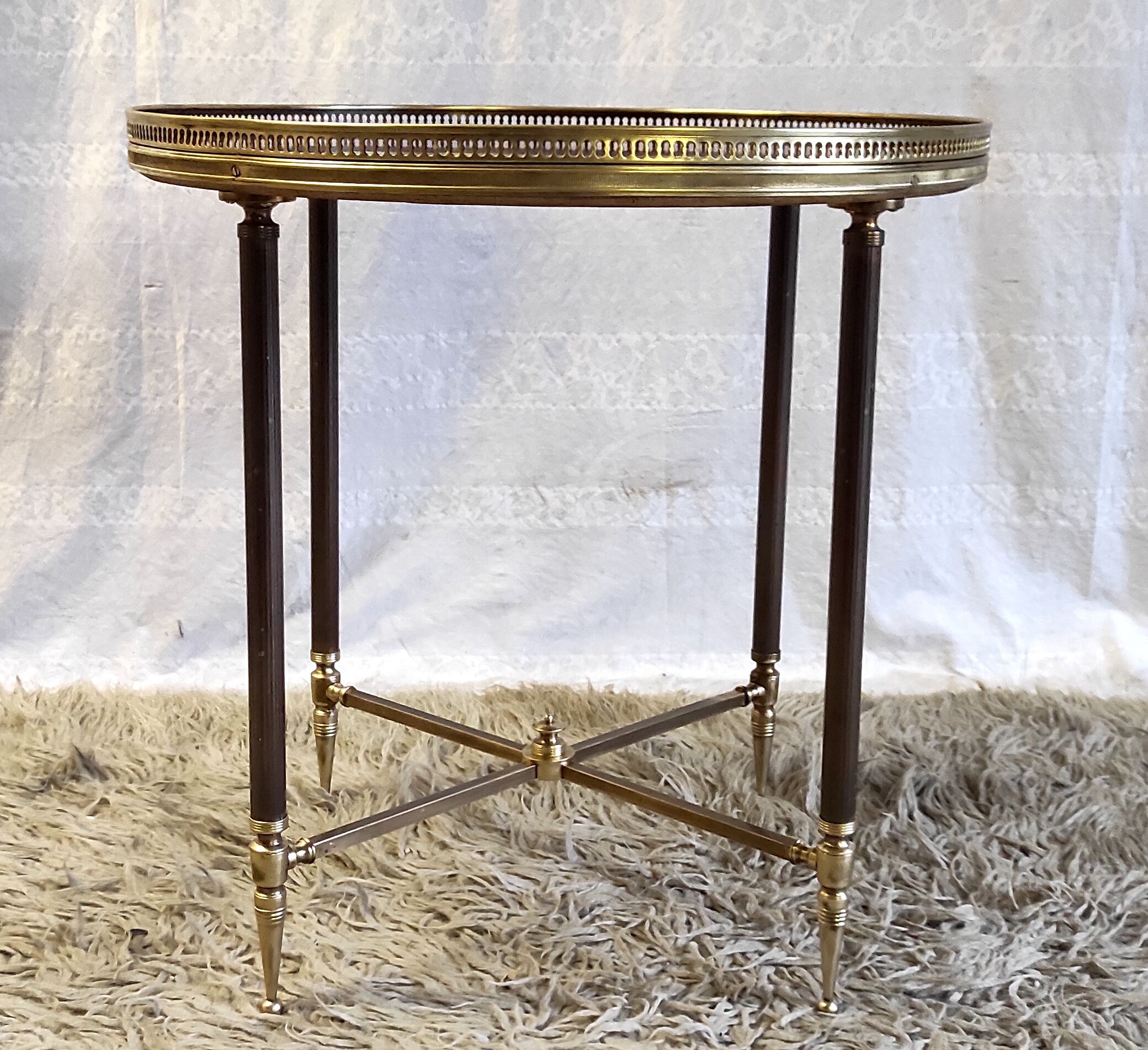Solid brass coffee table and solid wood 60s/70s