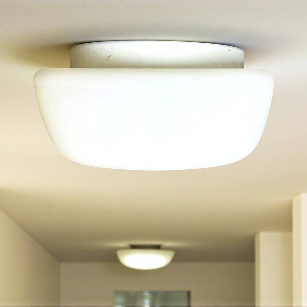 Square white glass wall or ceiling lamp