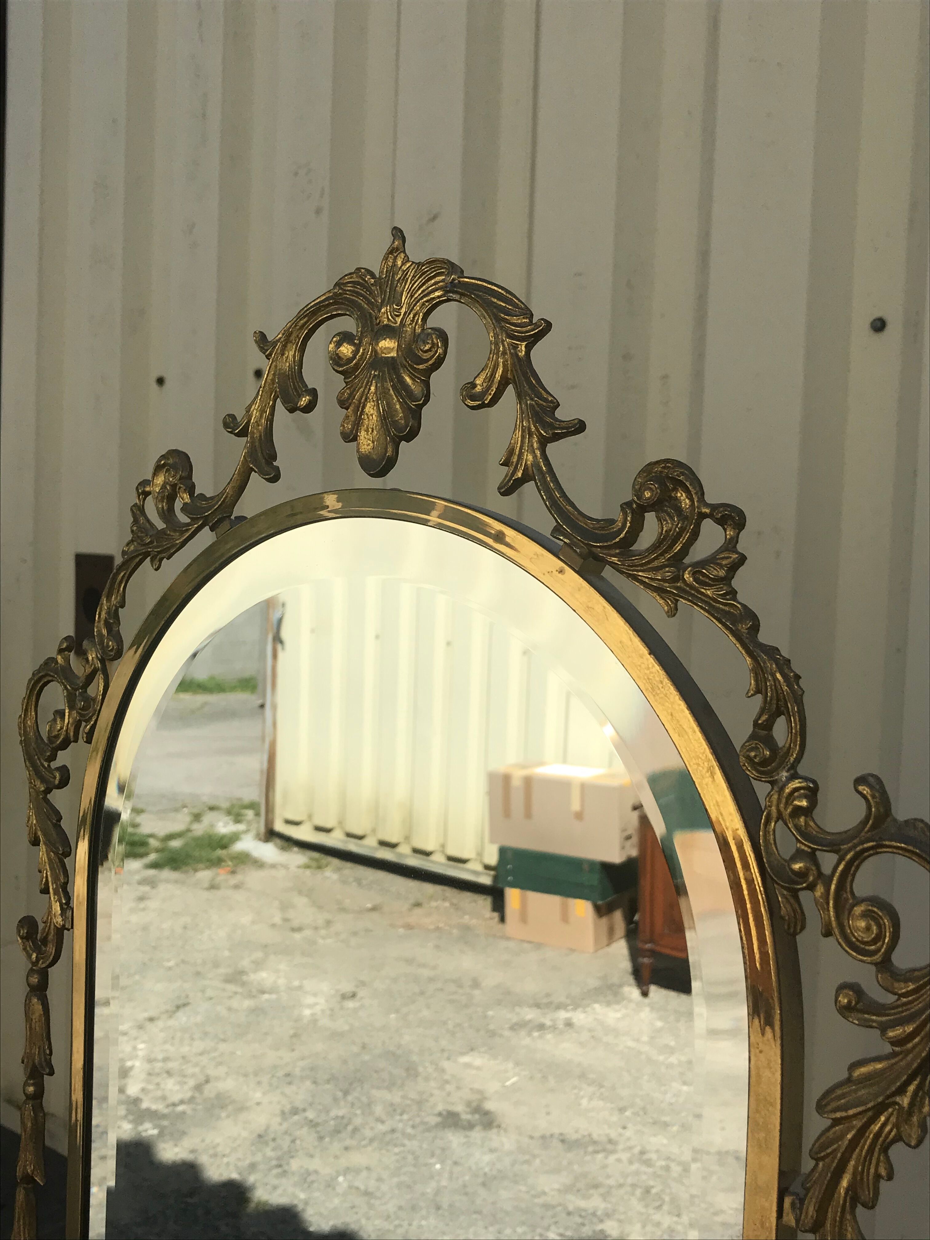 Brass psyche mirror 163x121cm