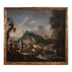Great 18th century Italian painting, landscape with genre scene