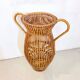 Vintage Wicker and Bamboo Amphora Umbrella Stand , Italy