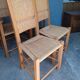 Lot 2 armchairs and 2 chairs design wood and straw period 1970