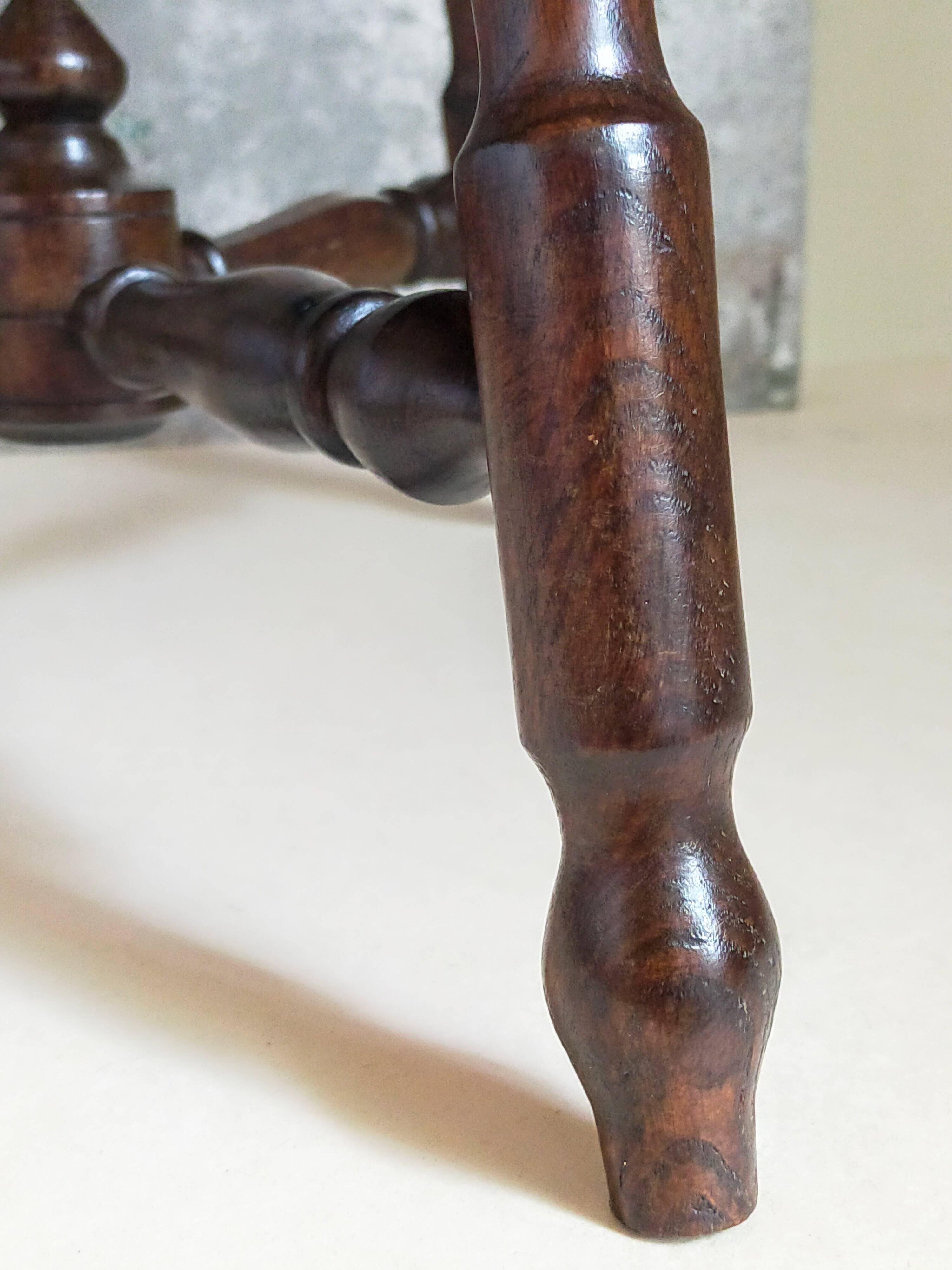 Vintage turned solid wood tripod stool