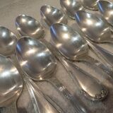 12 silver plated soup spoons by Christofle with Louis XVI ribbons
