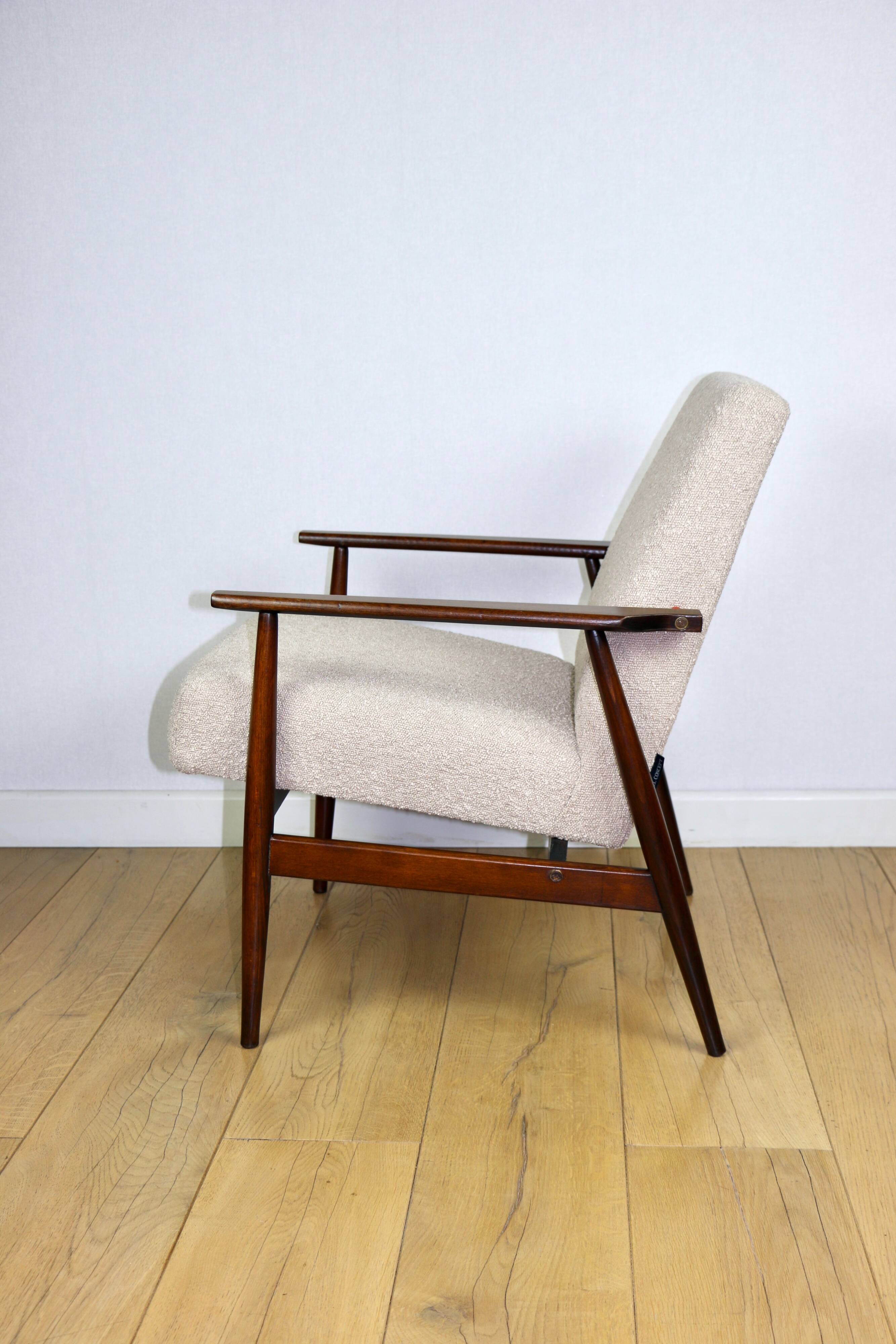 Armchair 'Lis', 1970s beige boucle design by Henryk Lis