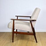 Armchair 'Lis', 1970s beige boucle design by Henryk Lis