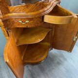 Corner display case in marquetry, 20th century
