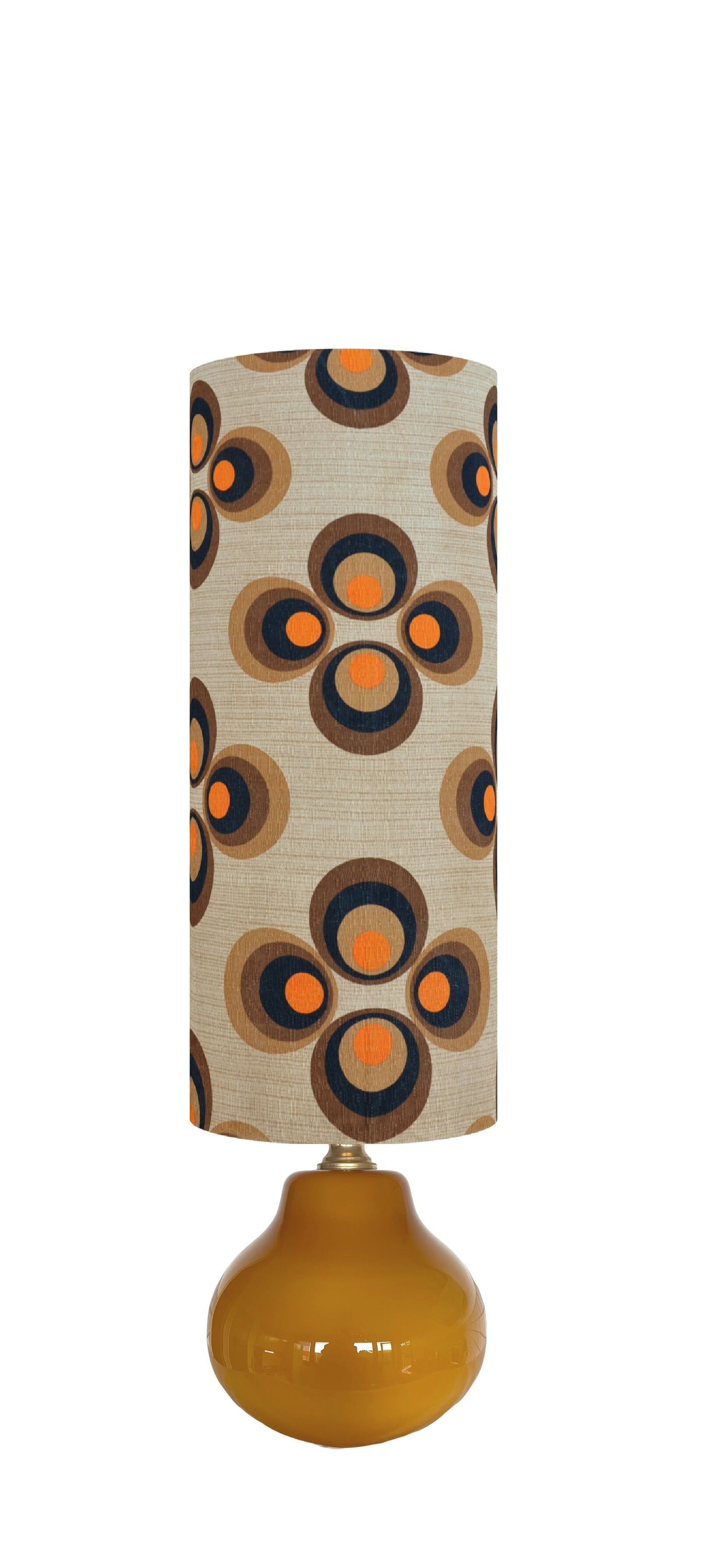 Apollo Brown Clover Lampshade H75 D30 - fabric 70s