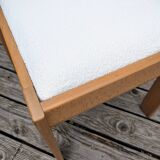 Set of 4 restored vintage chairs / White bouclette